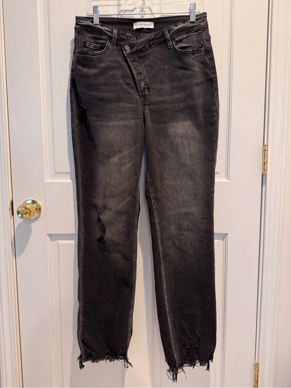 Flying Monkey Black Assymetrical Straight Leg Jeans